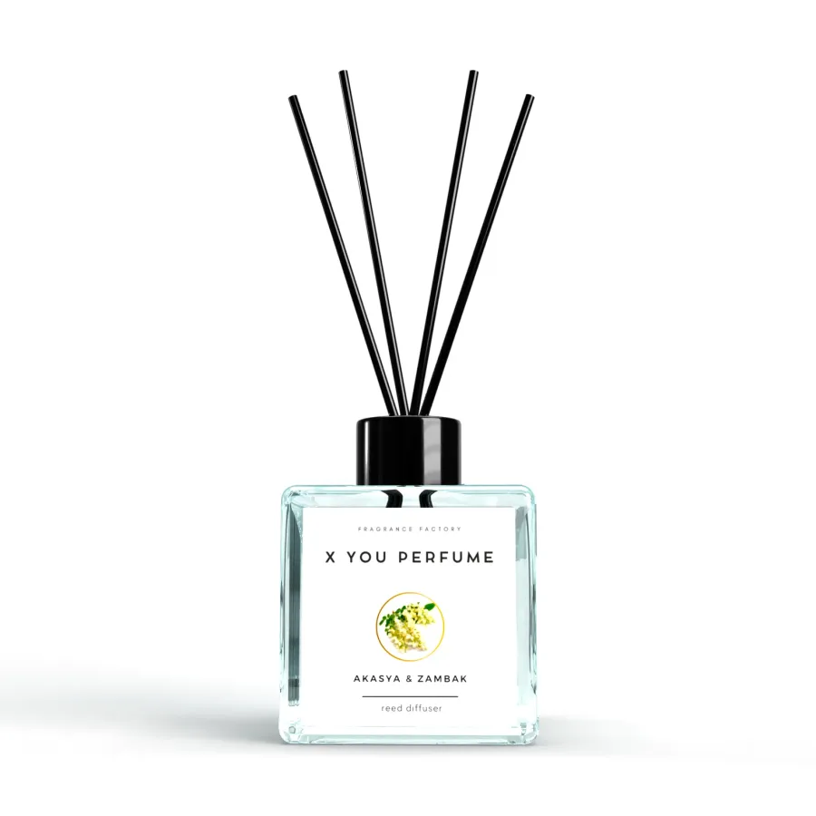 Akasya&Zambak Çubuklu Ortam Kokusu translates to "Acacia & Lily Reed Diffuser Scent" in English.